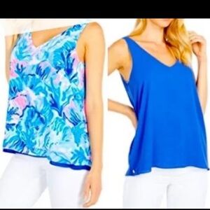 NWOT Lilly Pulitzer Medium Florin REVERSIBLE TANK TOP.  Shade seekers blue